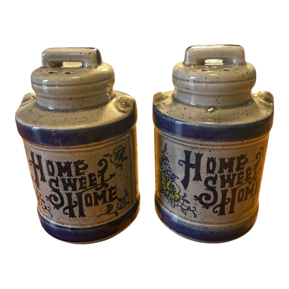 Unbranded Other - Vintage Ceramic Home Sweet Home Jugs Salt & Pepper Shakers Japan Blue & Grey